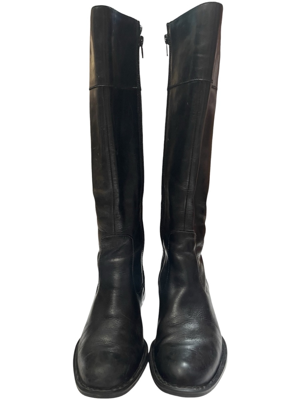Born Black Leather Knee Boots 6.5 Side Zip Comfort - Picture 3 of 12